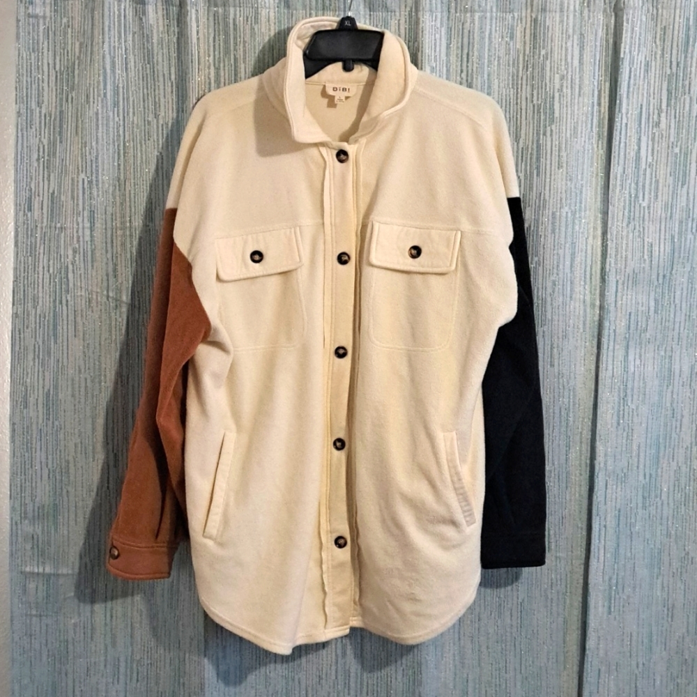 Bibi Fleece Buttonen Down Oversized Jacket